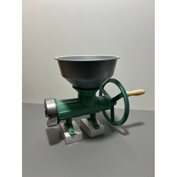 Чавунна м'ясорубка 32, промислова, ручна зі шківом під електродвигун