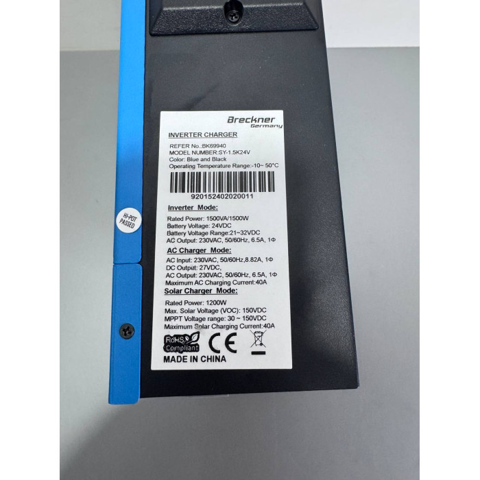 Гібридний сонячний інвертор Breckner 1.5квт 24в Hibrid Solar inverter BK69940