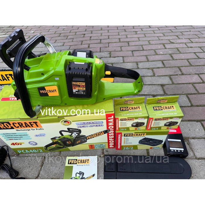 Акумуляторна ланцюгова пилка Procraft PCA 40/2 з 4А і ЗП