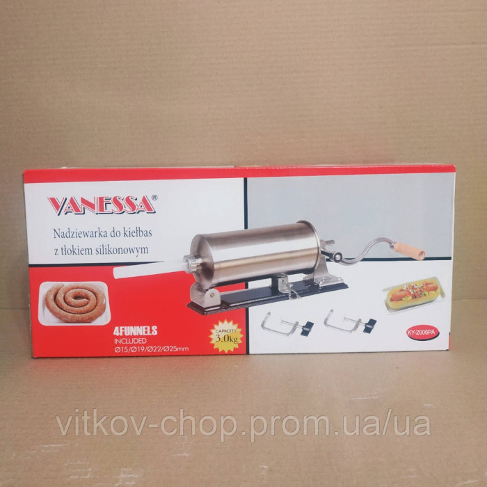Шприц ковбасний горизонтальний на 3 кг, Vanessa KY-2006PAШприц для ковбас, Ковбасниця Vanessa 3кг