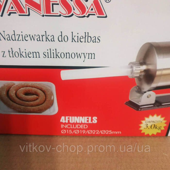 Шприц ковбасний горизонтальний на 3 кг, Vanessa KY-2006PAШприц для ковбас, Ковбасниця Vanessa 3кг