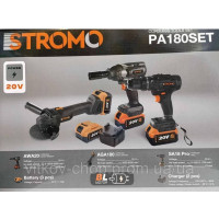 Набір 3в1 STROMO PA180SET акумуляторний інструмент  болгарка гайковерт шуруповерт