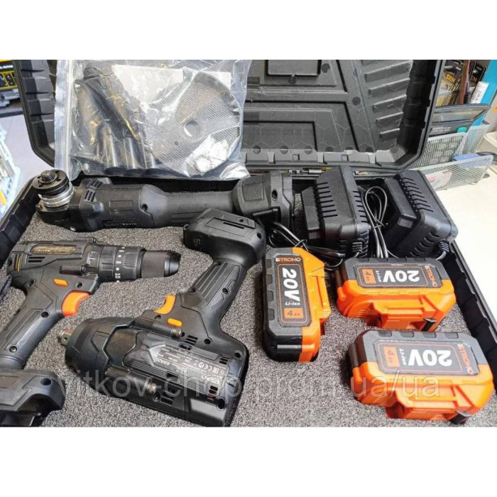 Набір 3в1 STROMO PA180SET акумуляторний інструмент  болгарка гайковерт шуруповерт