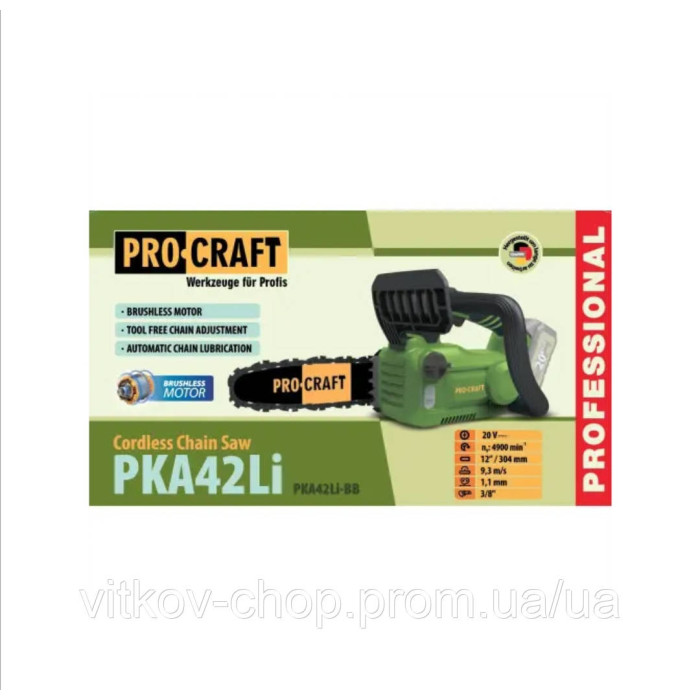 Акумуляторна ланцюгова пила Procraft PKA42Li (без АКБ та ЗП)