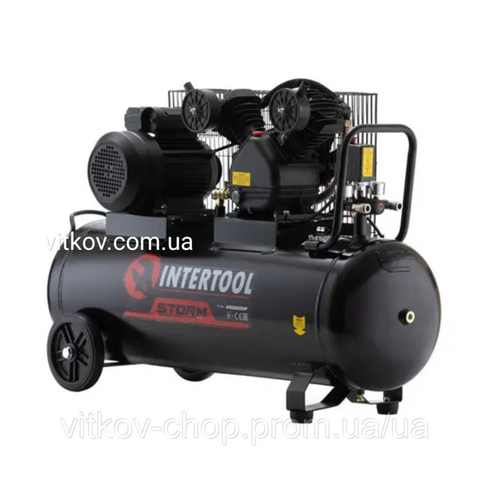 Компресор STORM INTERTOOL PT-0014 [100 л, 3 кВт, 220 В, 10 атм, 500 л/хв, 65циліндрі